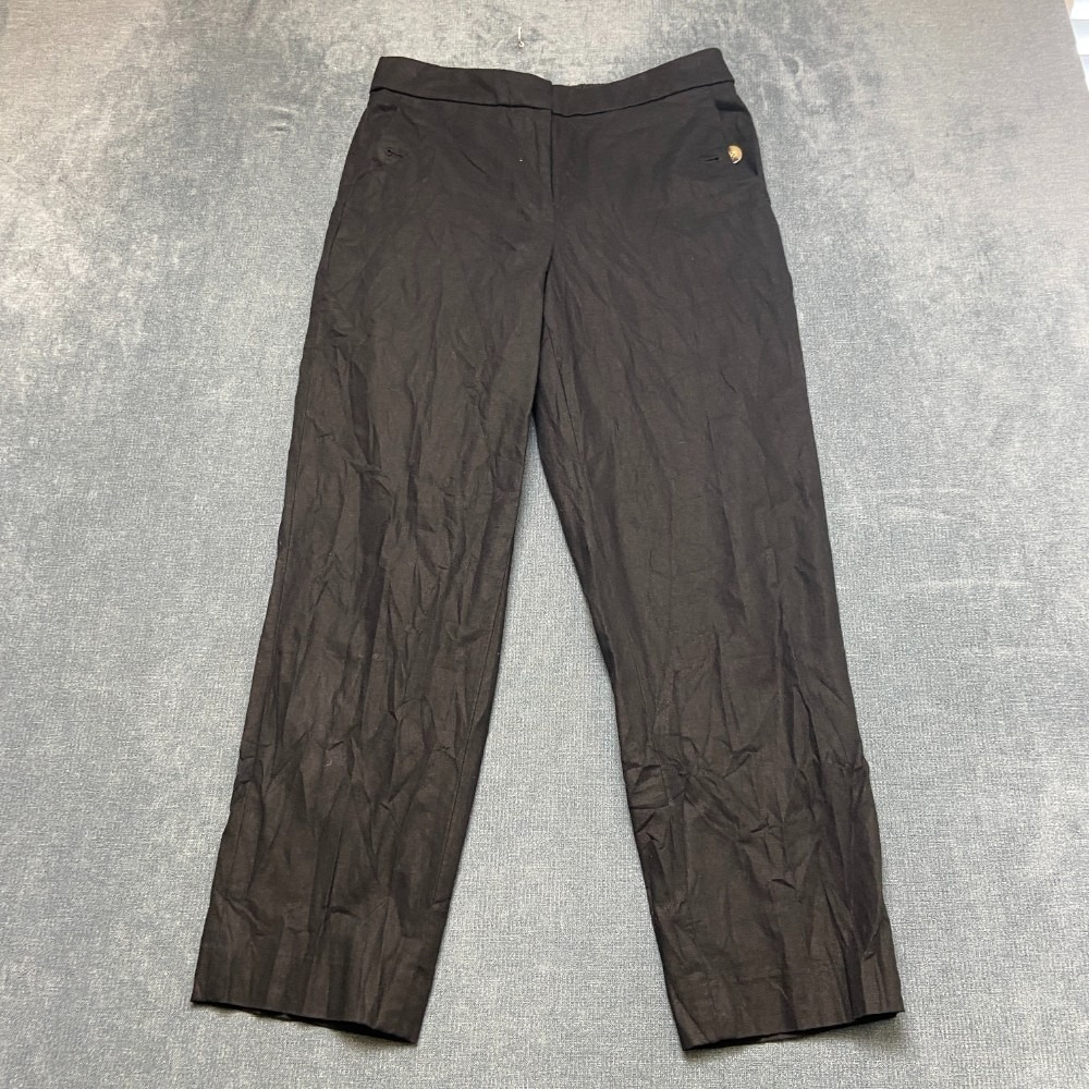 J.Crew Pants Womens 6 Black Flat Front Slash Pockets Regular Fit Straight Leg